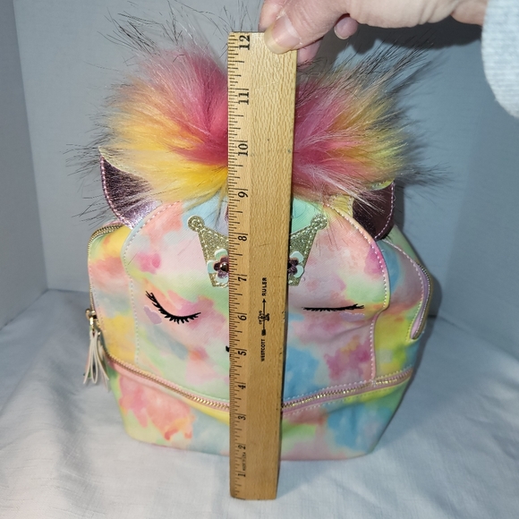 UNDERONESKY Unicorn Tie Dye Rainbow Pastel Princess Mini Zippered Backpack NWT - Picture 14 of 16